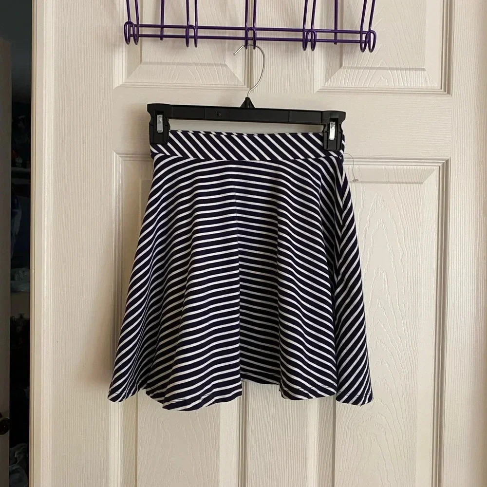 SO blue and white striped skater skirt junior’s small